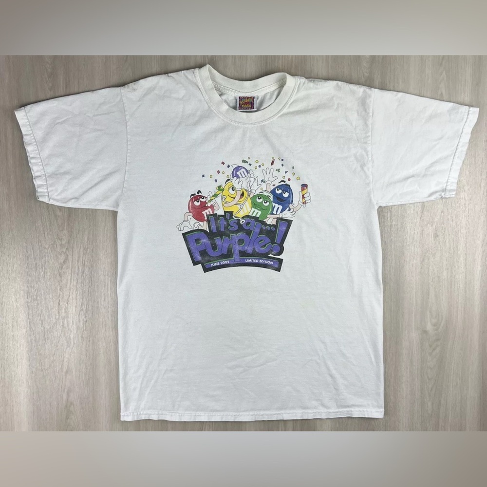 Vintage 2002 Limited Edition M&M It's A Purple T Shirt Large Planet Mars Y2K